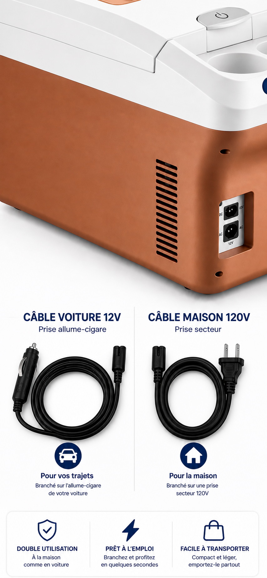 PolarRide M20P – Glacière Électrique Portable 15L 12V/120V, Chaud & Froid, Mini Frigo pour Voiture, Camping et Maison