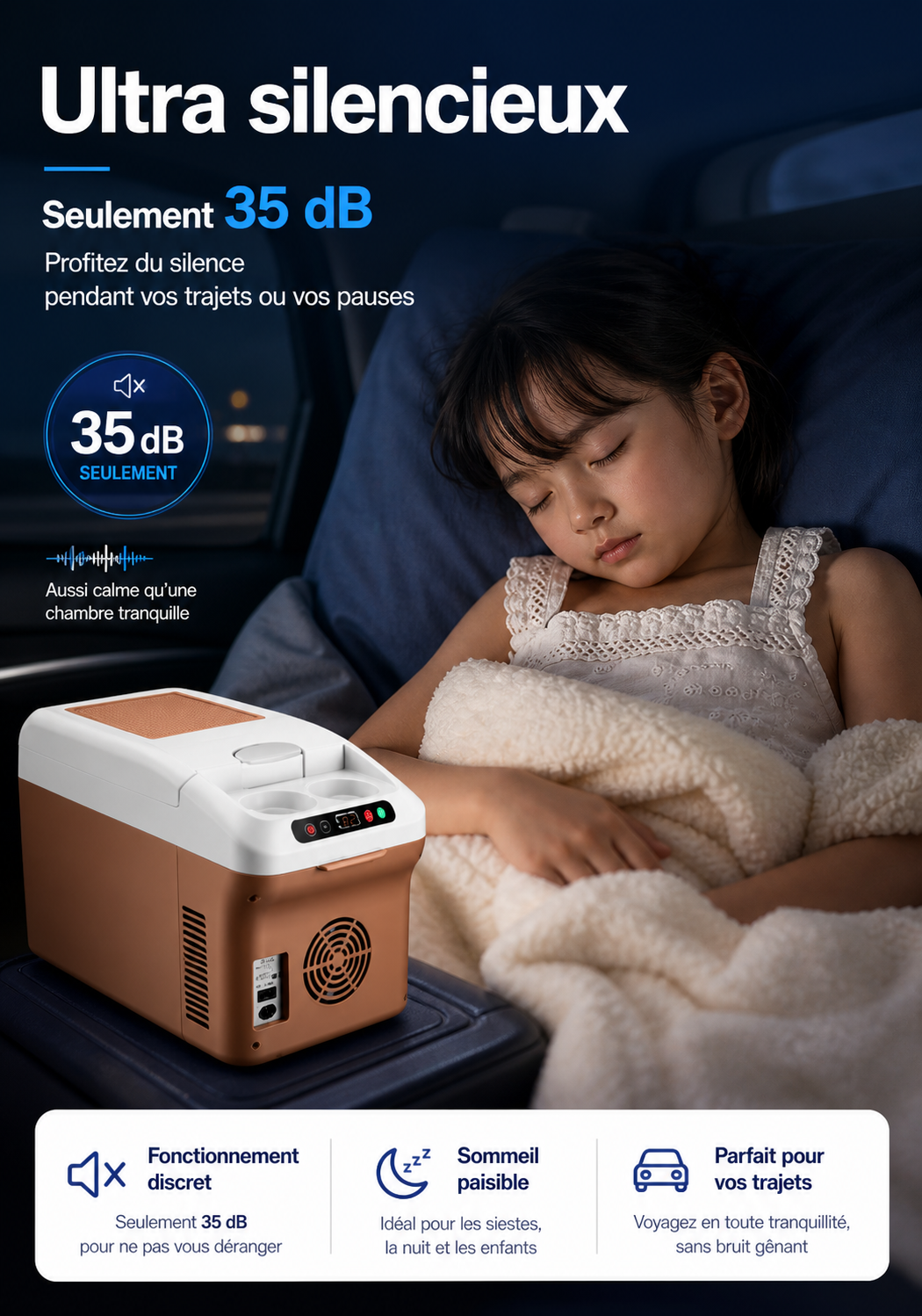 PolarRide M20P – Glacière Électrique Portable 15L 12V/120V, Chaud & Froid, Mini Frigo pour Voiture, Camping et Maison