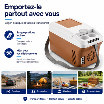 PolarRide M20P – Glacière Électrique Portable 15L 12V/120V, Chaud & Froid, Mini Frigo pour Voiture, Camping et Maison