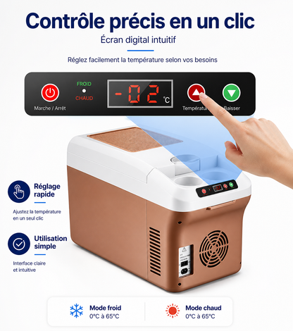 PolarRide M20P – Glacière Électrique Portable 15L 12V/120V, Chaud & Froid, Mini Frigo pour Voiture, Camping et Maison