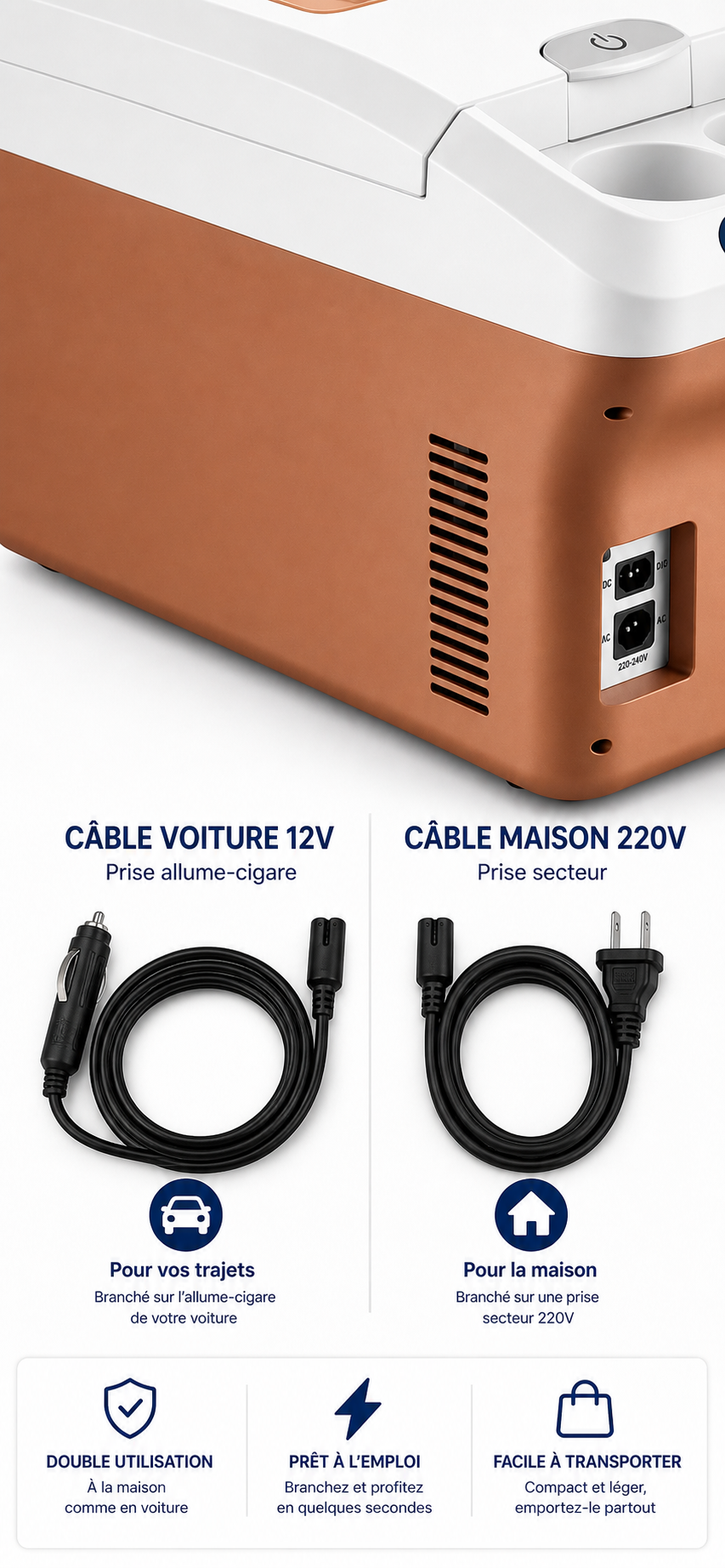 PolarRide M20P – Glacière Électrique Portable 15L 12V/120V, Chaud & Froid, Mini Frigo pour Voiture, Camping et Maison