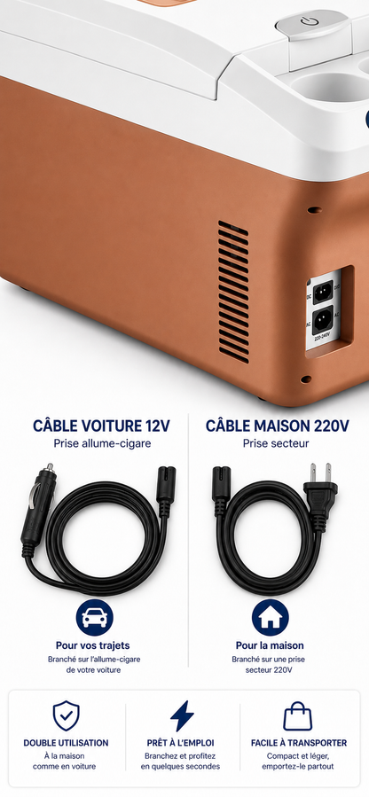 PolarRide M20P – Glacière Électrique Portable 15L 12V/120V, Chaud & Froid, Mini Frigo pour Voiture, Camping et Maison