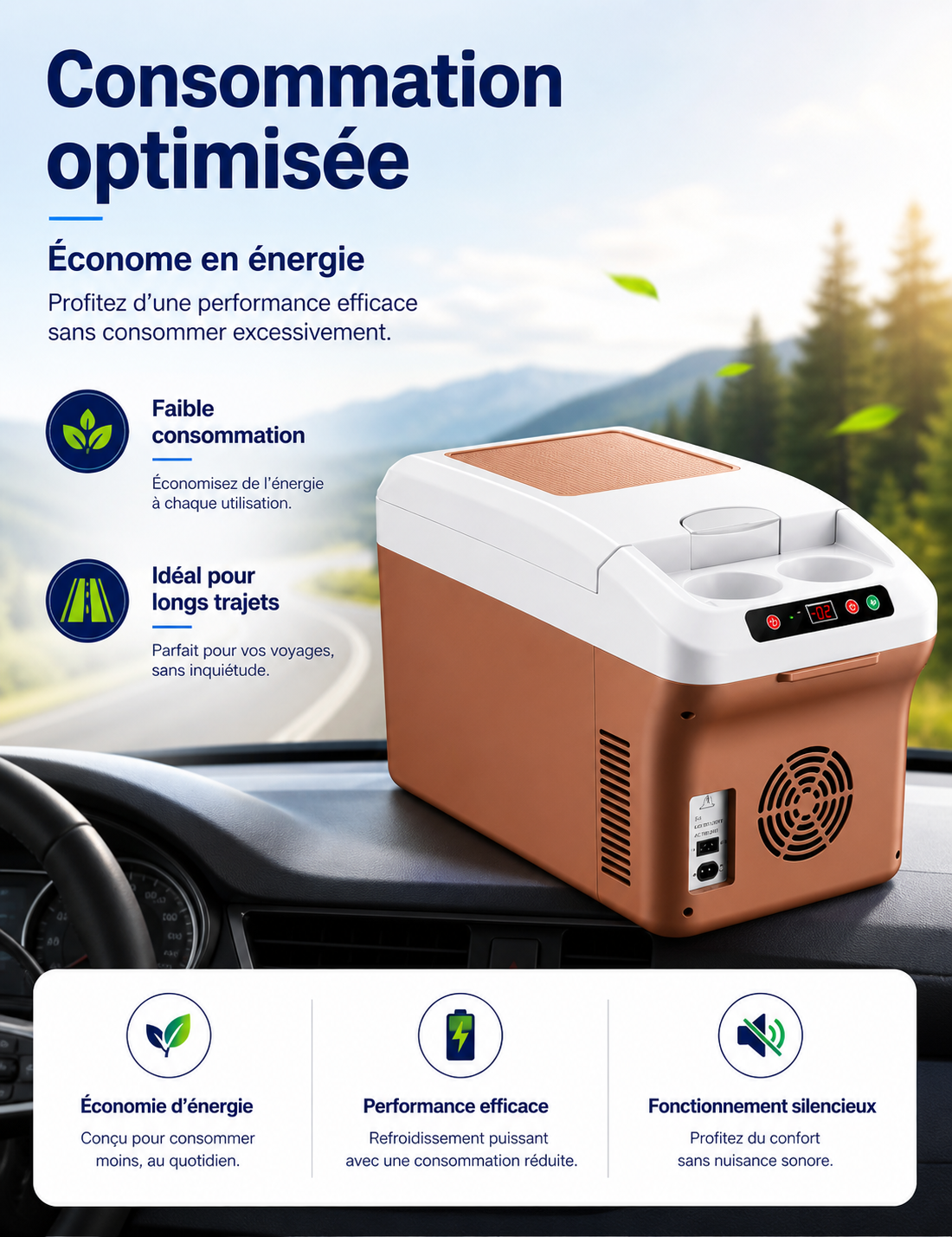 PolarRide M20P – Glacière Électrique Portable 15L 12V/120V, Chaud & Froid, Mini Frigo pour Voiture, Camping et Maison